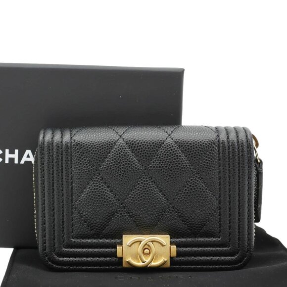 Chanel Boy Small Caviar Leather Zip Around Wallet Black - Picture 3 of 13